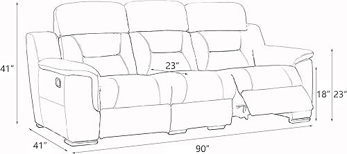 Miniatura 17 de Blackjack Furniture Walker Leather Match - Sofá biplaza tapizado reclinable para sala de estar, sofá, gris lava