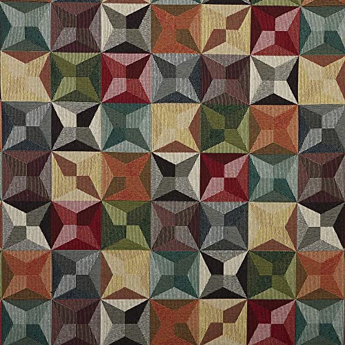 Kt KILOtela Tela Tapicería, Jacquard Gobelino, Tapizar Sillas, Cojines, Cabecero, Sofá, Bolsos, Resistente al Desgaste, Costura Creativa, 100 cm Largo x 280 cm Ancho, Estrellas, Multicolor ─ 1 metro