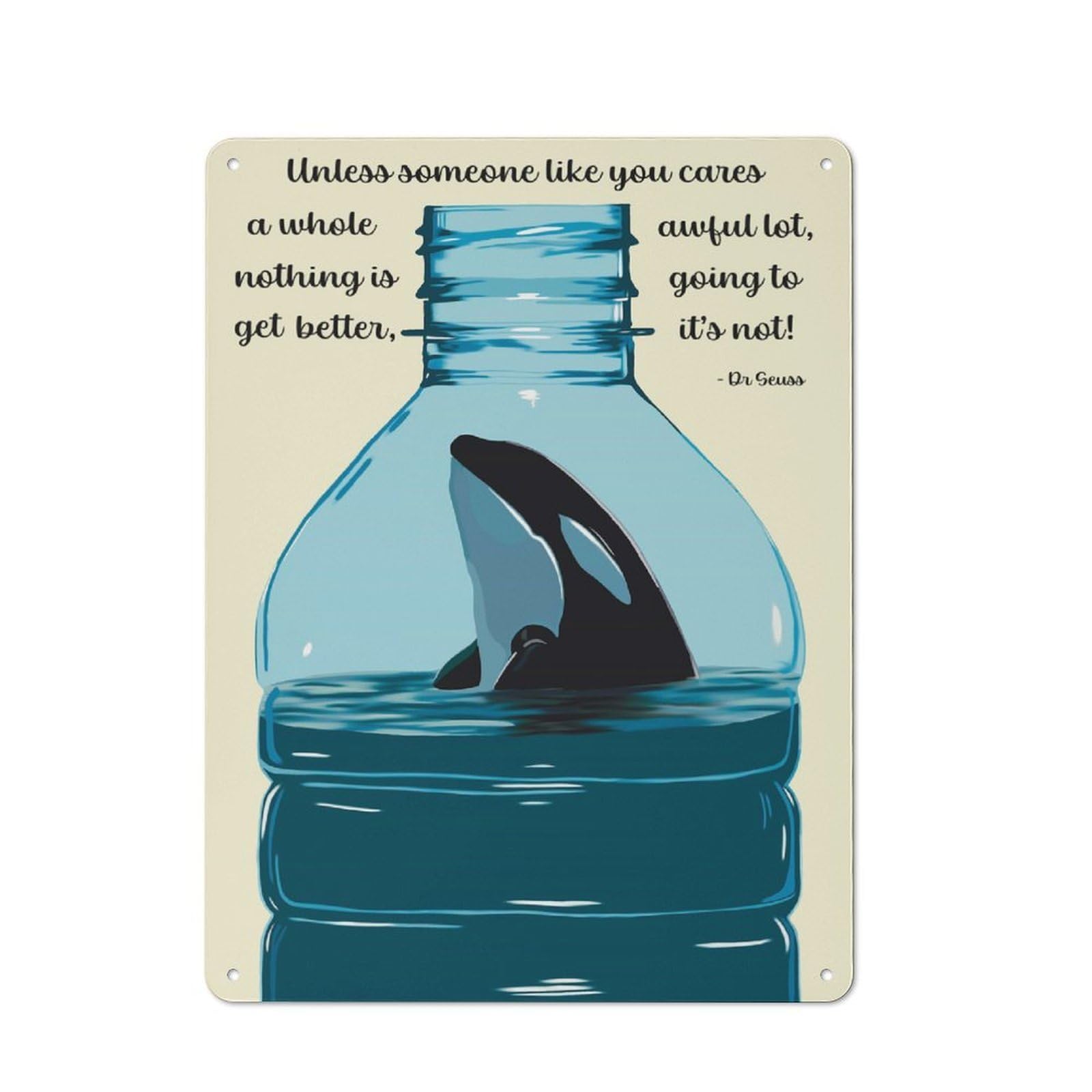 Junmoney Save The Ocean Vintage Metal Sign 40X30cm, Bistro Style Shop Wall Decor For Tea Room, Shop Wall Or Breakfast Area