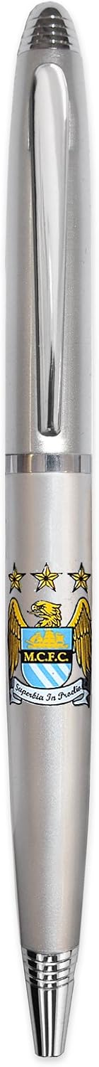 Manchester City FC Official Soccer Gift Box Satin Chrome Ballpoint Pen Silver