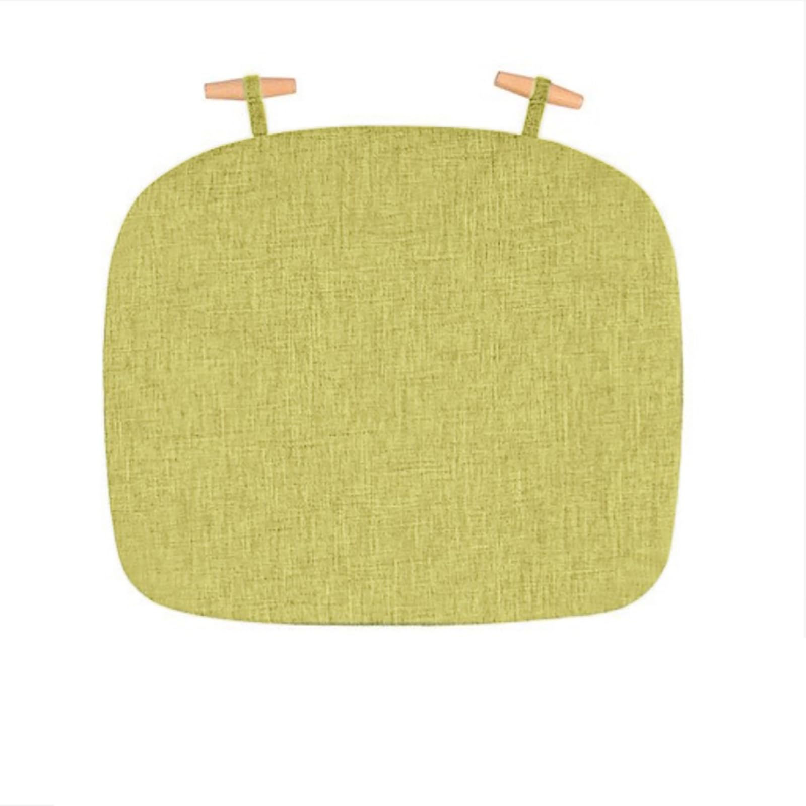 Thickened Imitation Linen Windsor Chair Cushion, D-shaped Non Slip Dining Chair Pad, Removable And Washable Seat Cushion with Buckle, Seat Pads for Kitchen Patio Chairs(Flat arc style, Green)