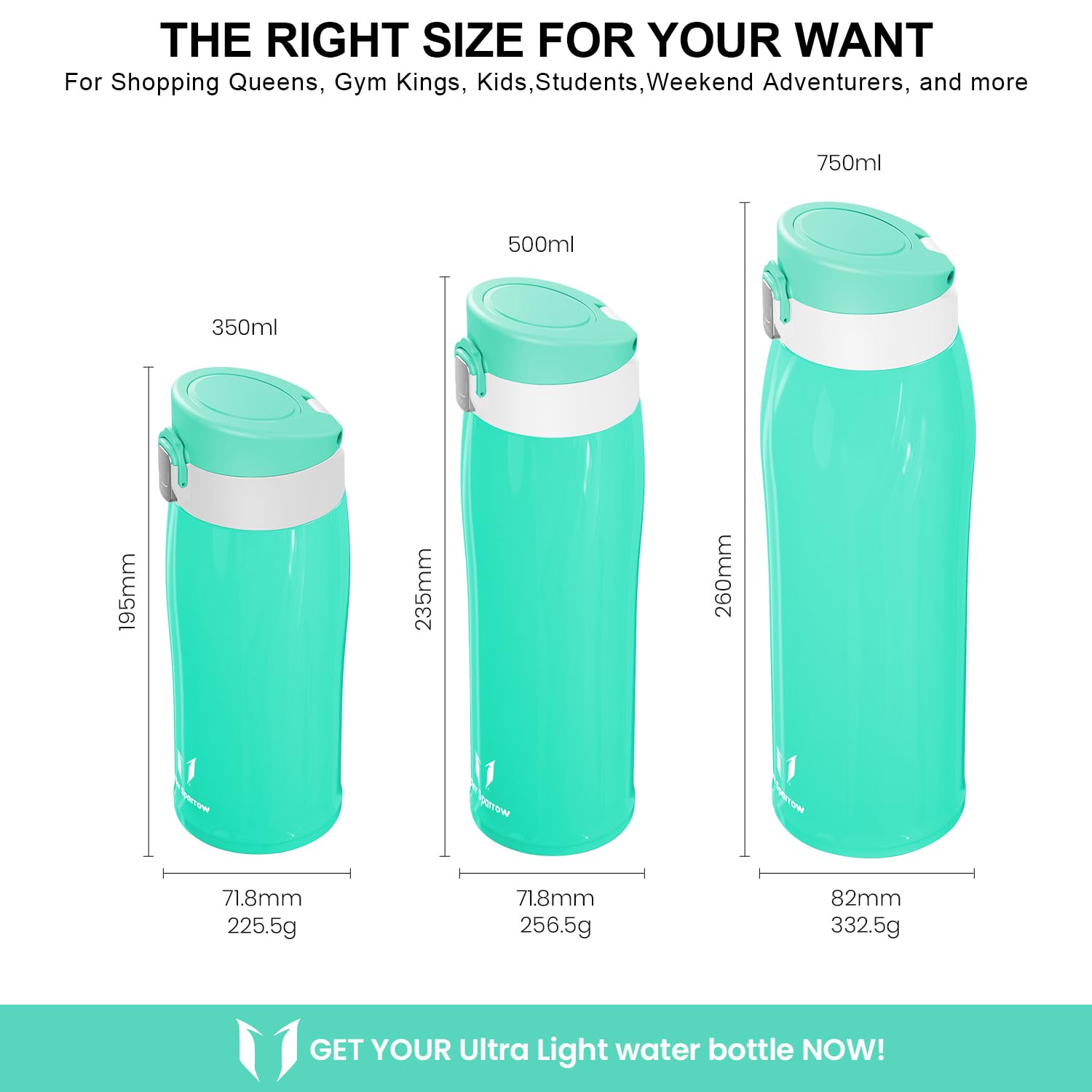 Super Sparrow Borraccia Termica Cannuccia, Borraccia in Acciaio Inox - 350ml, 500ml, 750ml, 950ml - Senza BPA Tazza Borracce Termiche, Bottiglia Termica per Bambini, Scuola, Sportiva