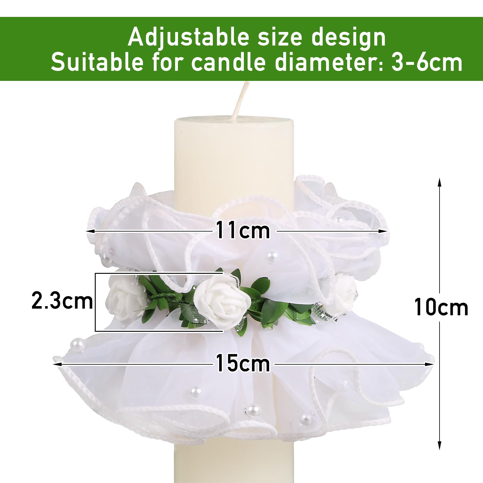 BOFUNX Decorazione Candela Battesimo Comunione Candela Protezione Antigoccia Gonne di Candele per Comunione Battesimo Cresima Matrimonio Compleanno DIY