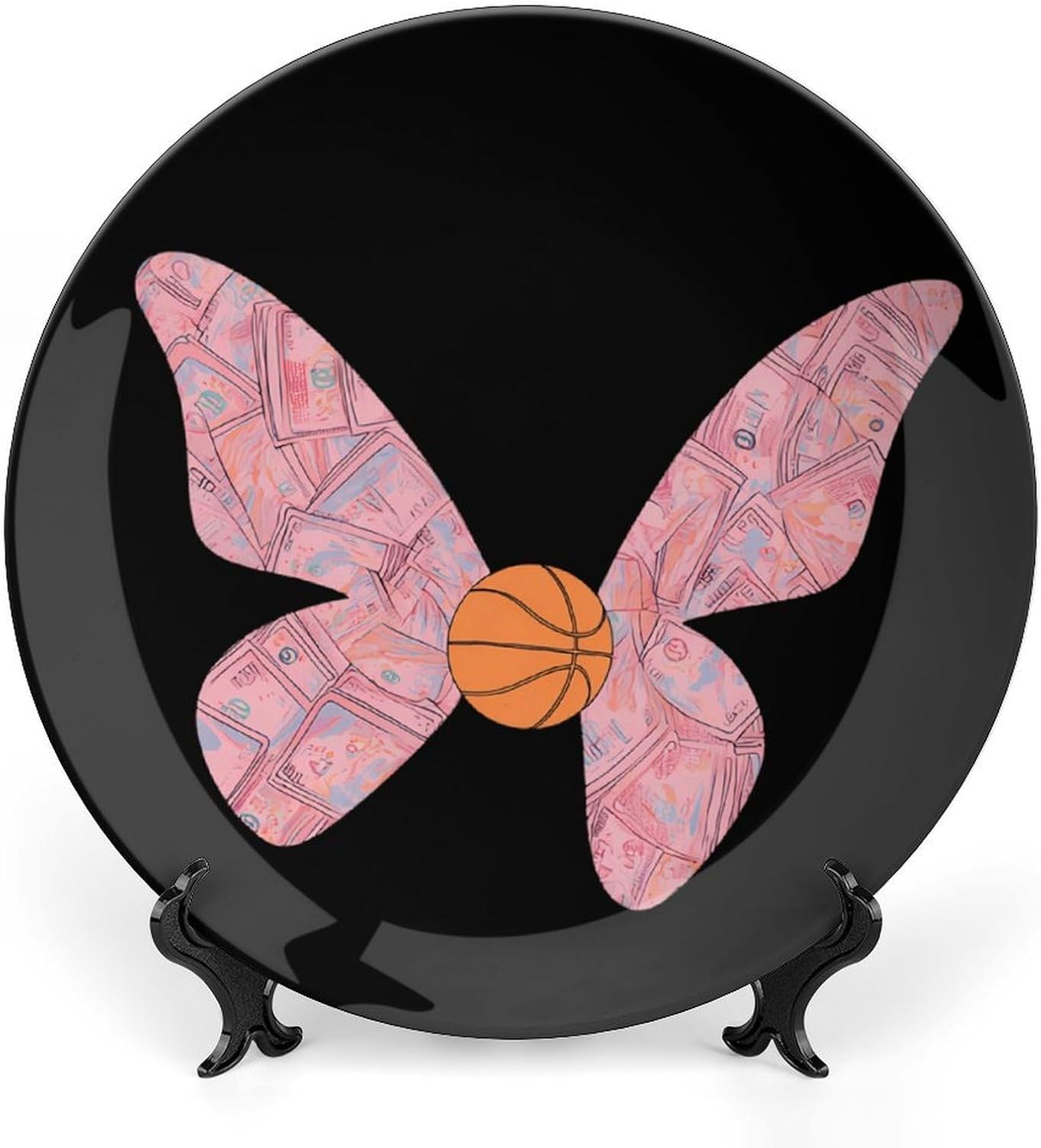 Butterflies Banknotes Basketball Decorative Plates for Display Ceramic Plate Tray with Stand Hanger Home Decor