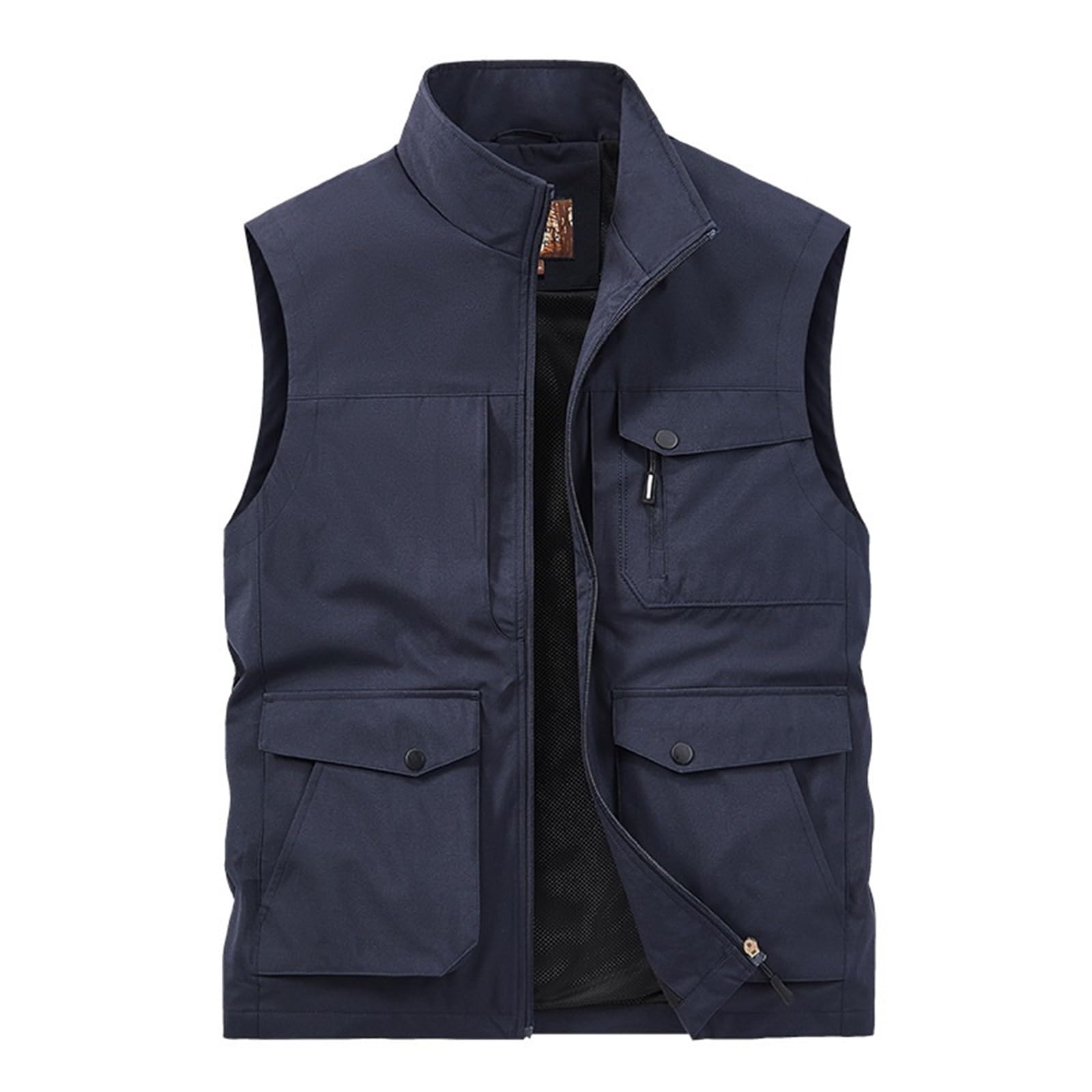 Gilet de pêche grande taille pour hommes, gilets de pêche, vestes de chasse pour hommes, veste sans manches, veste d'extérieur multi-poches pour photographie gilet (bleu foncé, 5XL)