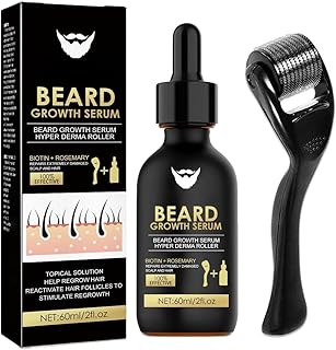 Bartwachstum Set Mit Bartroller, 60 Ml Beard Roller/Bartwuchs-Serum-Öl Bartwuchsmittel Männer, Bartwuchs Bartöl Stimuliert Schnurrbart Und Haarwachstum Bartpflege-Set Geschenk Für Männer/Vater