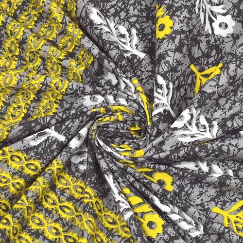 Image of RajasthaniKart 100% Cotton 180 TC King Size BEDSHEET with 2 Pillow Cover - 90X108 (Suitable for King Size Bed Sheet or Double Bed, Grey Booty Jaipuri, 5301)