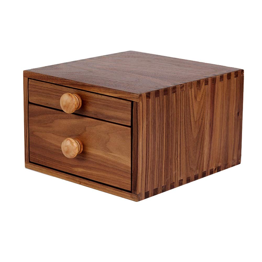 SDdPulse Jewellery Boxes Solid Wood Retro Jewellery Organiser Double Layer with Drawer Jewellery Organiser Jewelry Box for Women,