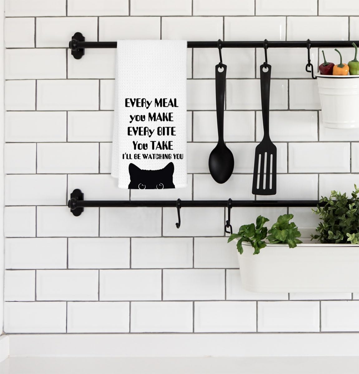 EXUQO Regalos para amantes de los gatos para mujeres, regalos de gatos para amantes de los gatos, toallas de mano de gatos para cocina, divertidas toallas de cocina de gato negro, toalla de mano