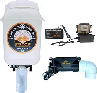 Alimentador Automático com Reservatório de Ração de 25 Litros, Programável via Timer Convencional 12V para uso com Bateria 12V, Ideal para Cachorro Cavalo Bovino Ovelha Porco Galinha Pato Peixe