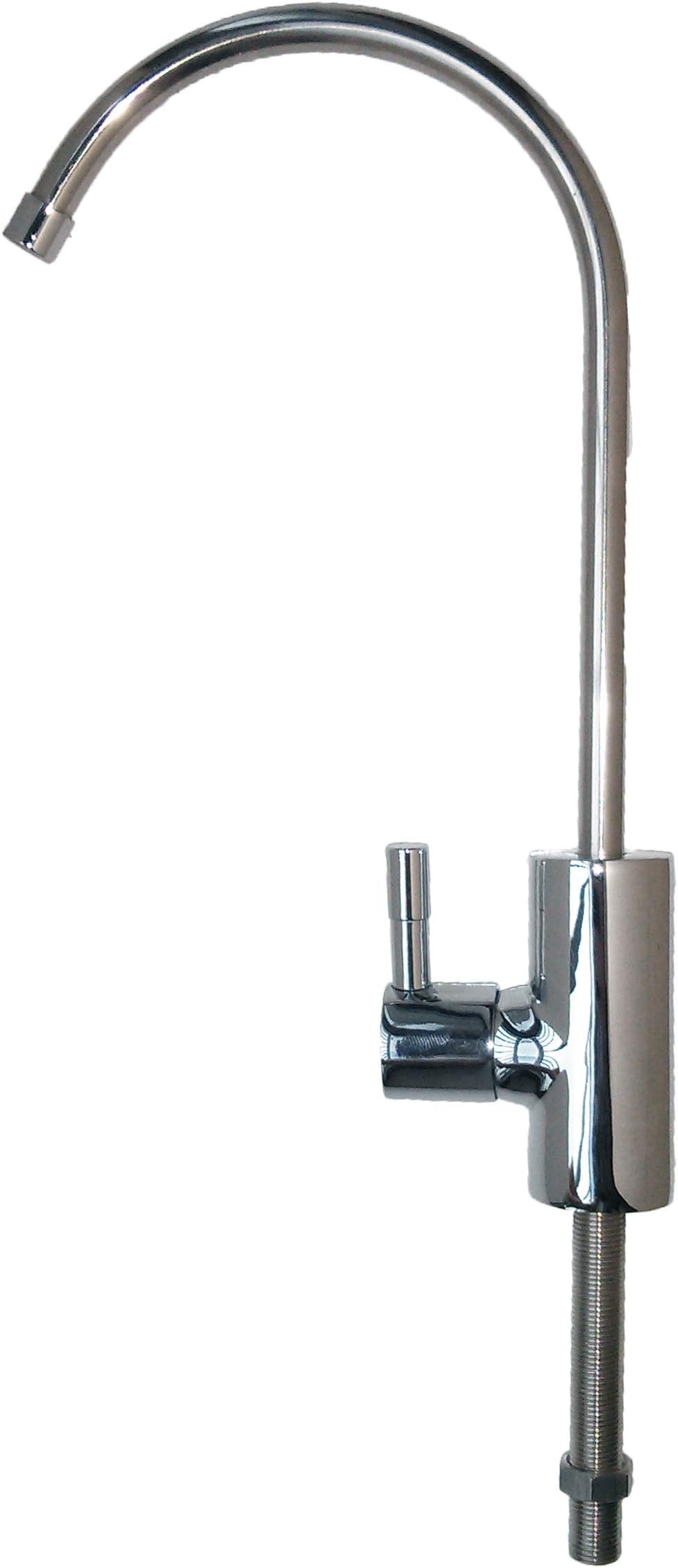 Mini Swan Neck Drinking Water Filter Tap, Modern Chrome Finish, Fits All Water Filter Systems & RO