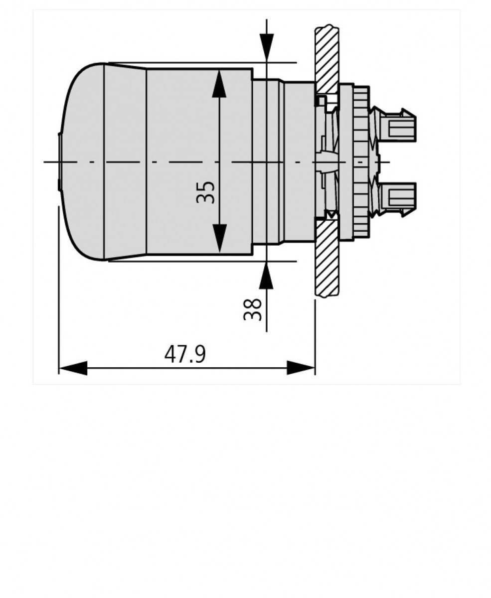 Eaton M22-PVT45P-MPI MPI Pulsador Parada de Emergencia, 45 mm, Indicador Mecánico, Rearme por Giro