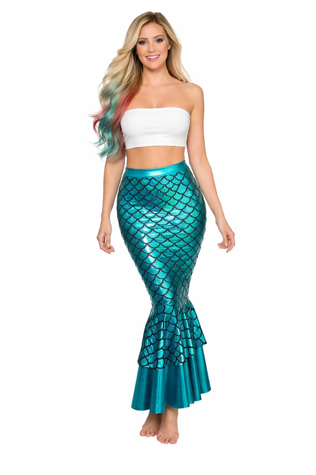 Wicked Costumes Womens Mermaid Skirt Fancy Dress Costume – Blue Sea Princess Ocean Party Outfit - X-Small (UK 6-8)