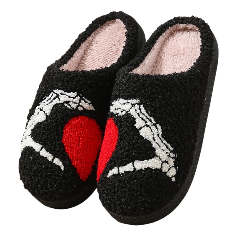 Image of Comfy Elastic Slippers for Women Men,Memory Foam Soft Plush House Slippers | halloween & christmas Fuzzy Slippers, Holiday Retro House Shoes, Indoor & Outdoor,Warm Winter Footwear