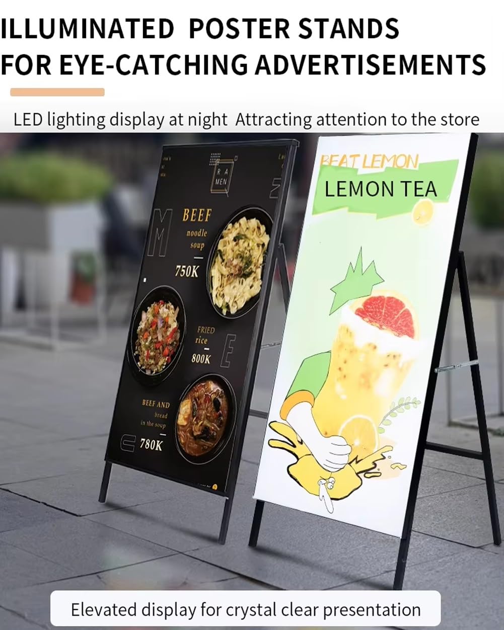 Caja de luz LED de pie, marco de póster LED plegable, soporte delgado de aluminio iluminado, cartel de proyección publicitaria para restaurante, cafetería, tiendas