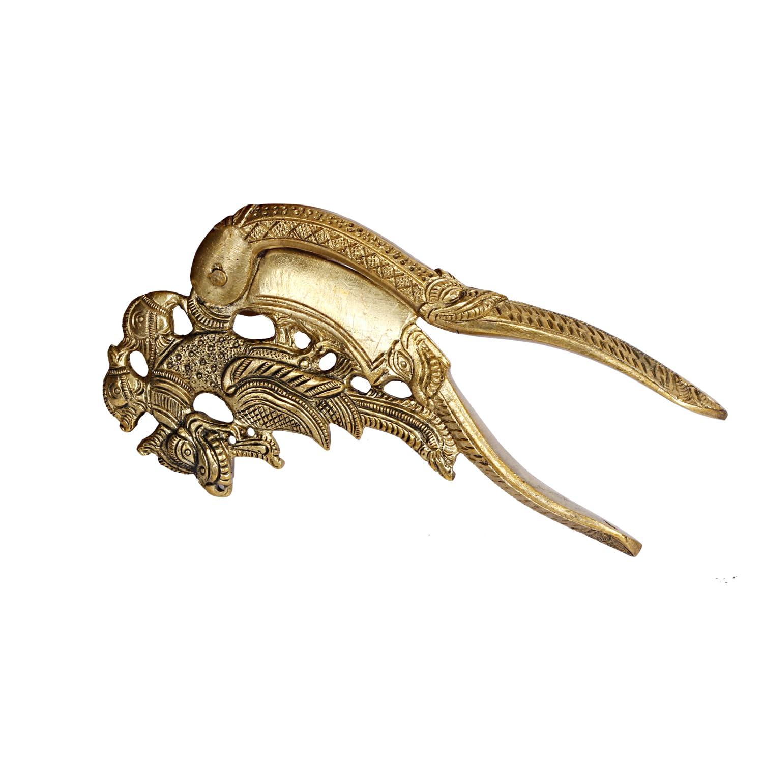 Kartique Brass Peacock Nut Cracker Sarota for Home Decor in Gold Color Length 5.5 Inch 3
