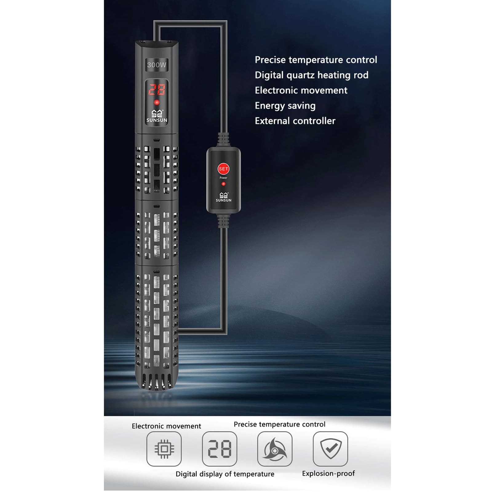 Varilla calefactora para pecera, Pantalla Digital de Temperatura Constante para Acuario, Ajuste de Temperatura Externa del Tanque, 50W (100W)