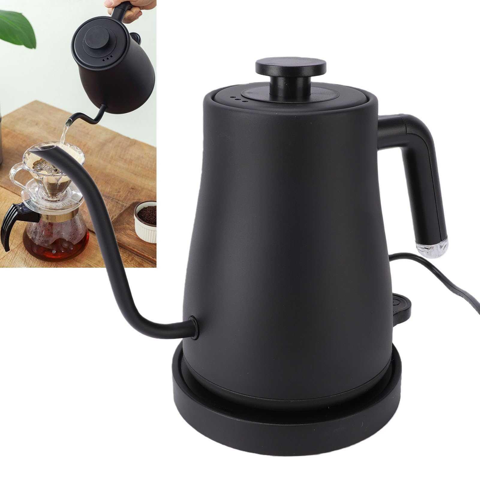 Haofy Bollitore Elettrico, capacità 1 Litro Collo di Cigno Bollitura Rapida Mano Design di Versamento Preciso Acciaio Inossidabile Strumento di Preparazione Versatile per caffè Tè (Spina europea 220