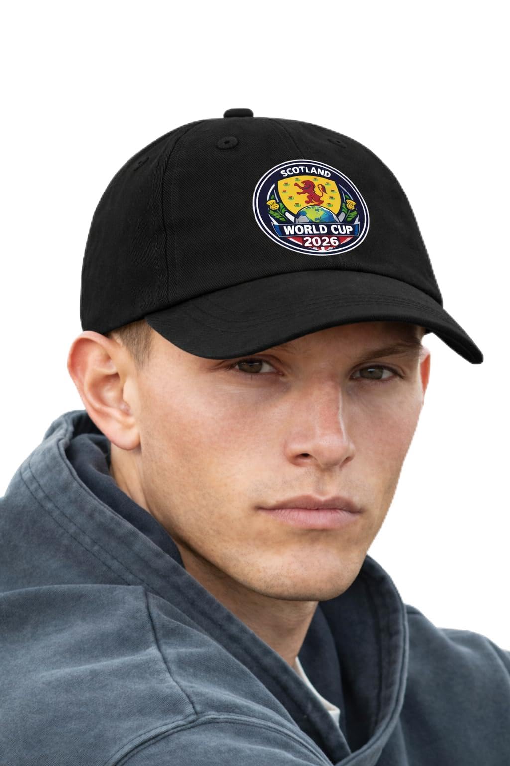 4SP® Scotland World Cup 2026 Logo Organic Cotton Dad Cap, 6 Panel, Adjustable, Casual Style, Unisex, One Size (UK, Alpha, One Size, Black)
