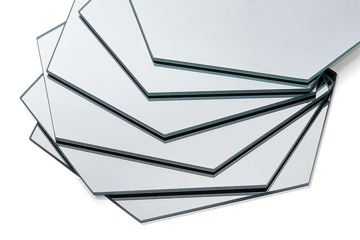 GOLD&CHROME UNIQUE DESIGN Crystal Wall Mirror, Set of 6 Pieces, Hexagonal, 9,45x8,18x0,12 in, 0,33 lb, Self-Adhesive, Tape Included, C-Edge, Modern, Minimalist