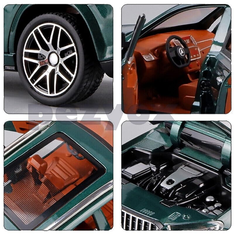 Image of 1 /24 Benz GLS63 AMG Model Car,Zinc Alloy Diecast Toy Car Pull Back with Light and Sound Toy Vehicle Door Can Be Opened (Green)