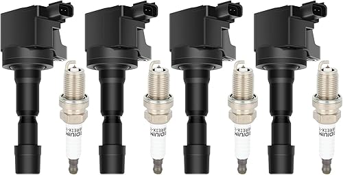 Miniatura 1 de ECCPP UF626 4 bobinas de encendido con 4 bujías de iridio para Honda 2009 2010 2011 2012 2013 Fit 1.5L UF-626 5C1721 E1126