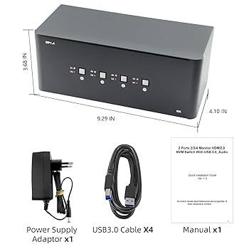 HDN-4Plus 4K対応 KVMスイッチ PC KVMスイッチ | 4ポート HDMI 4K60Hz USB3.0 EDID付き - TESmart