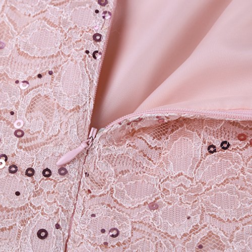 YiZYiF Kids Girl's Lace Sequined Wedding Bridesmaid Formal Birthday Party Flower Girl Dress4