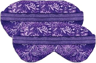 Nature Creation Lavender Aromatherapy Sleeping Eye Mask Pillow - Weighted Eye Mask for Sleeping, Relaxation, Yoga and Stress Relief - Cold Therapy Eye Masks for Women, Men - Purple Flowers 2 Eye Masks