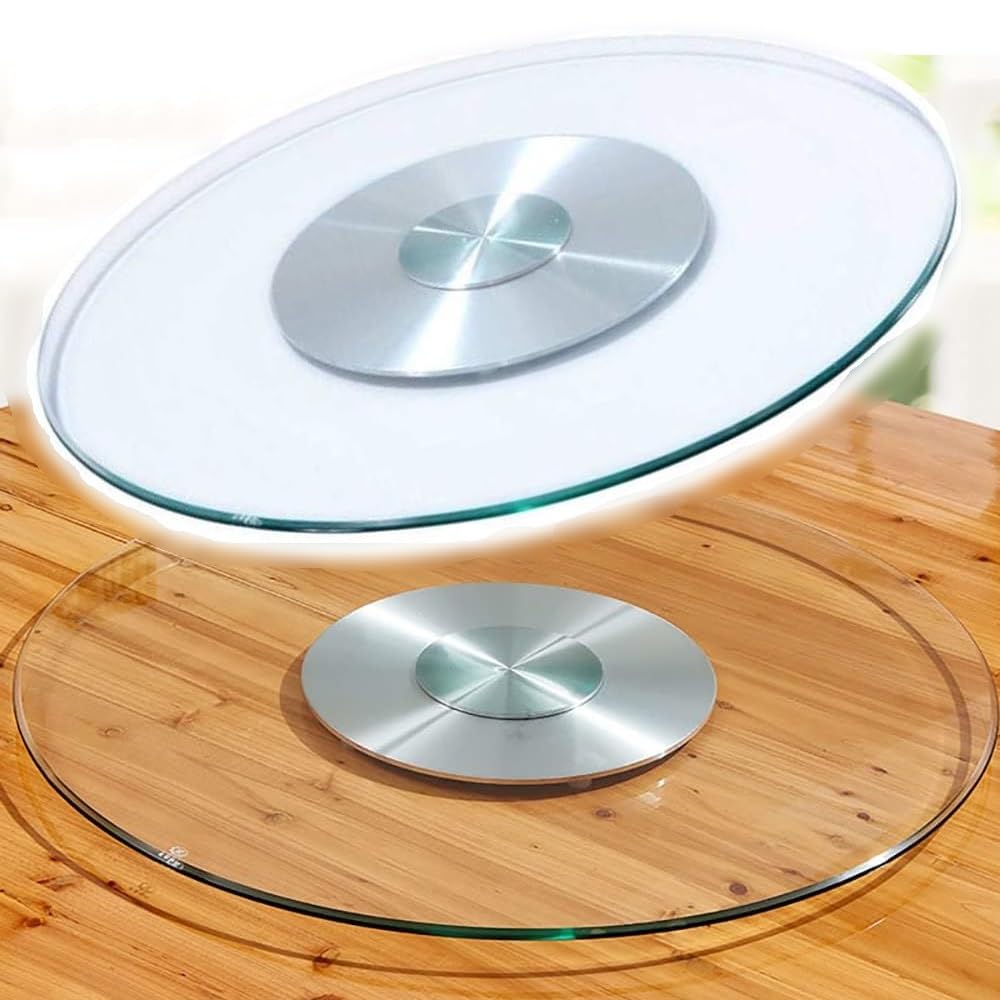 Assiette de service en verre trempé haut de gamme et plateau rotatif robuste pour réception