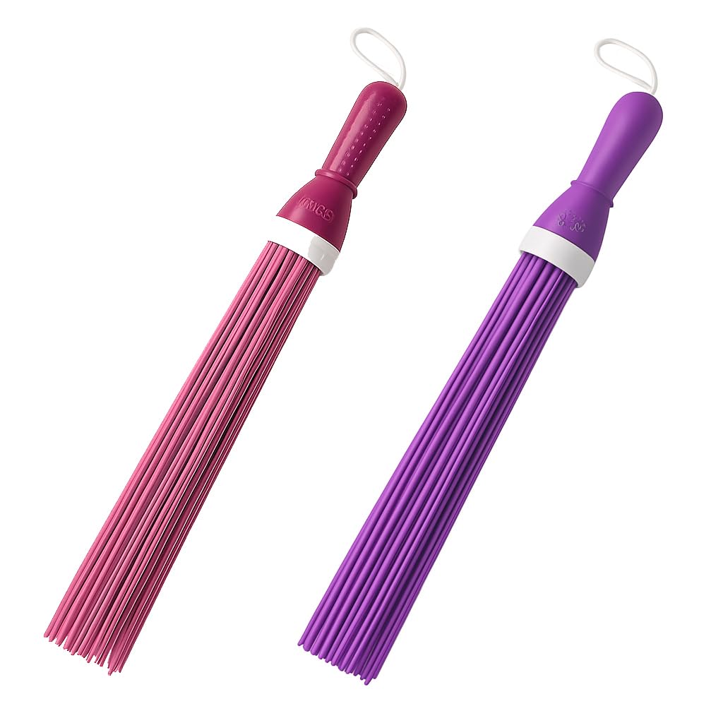 Heavy-Duty Plastic Bathroom Broom – [Pack of 2] 22-Inch, 300gm Each | 60 Hard Bristles | Wet & Dry Floor Cleaning | Durable Fiber Kharata for Bathroom & Home – Multicolour-picture-19