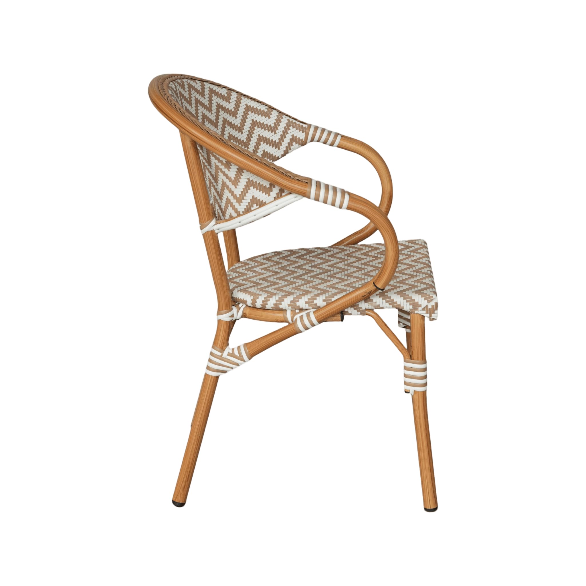 Rebecca Mobili Lot de 2 Chaises de Salle à Manger Extérieur, Fauteuils de Jardin Empilables, Marron et Blanc, Structure en Aluminium – Dimensions HxLxP : 84 x 57 x 57 cm – Art. RE7260
