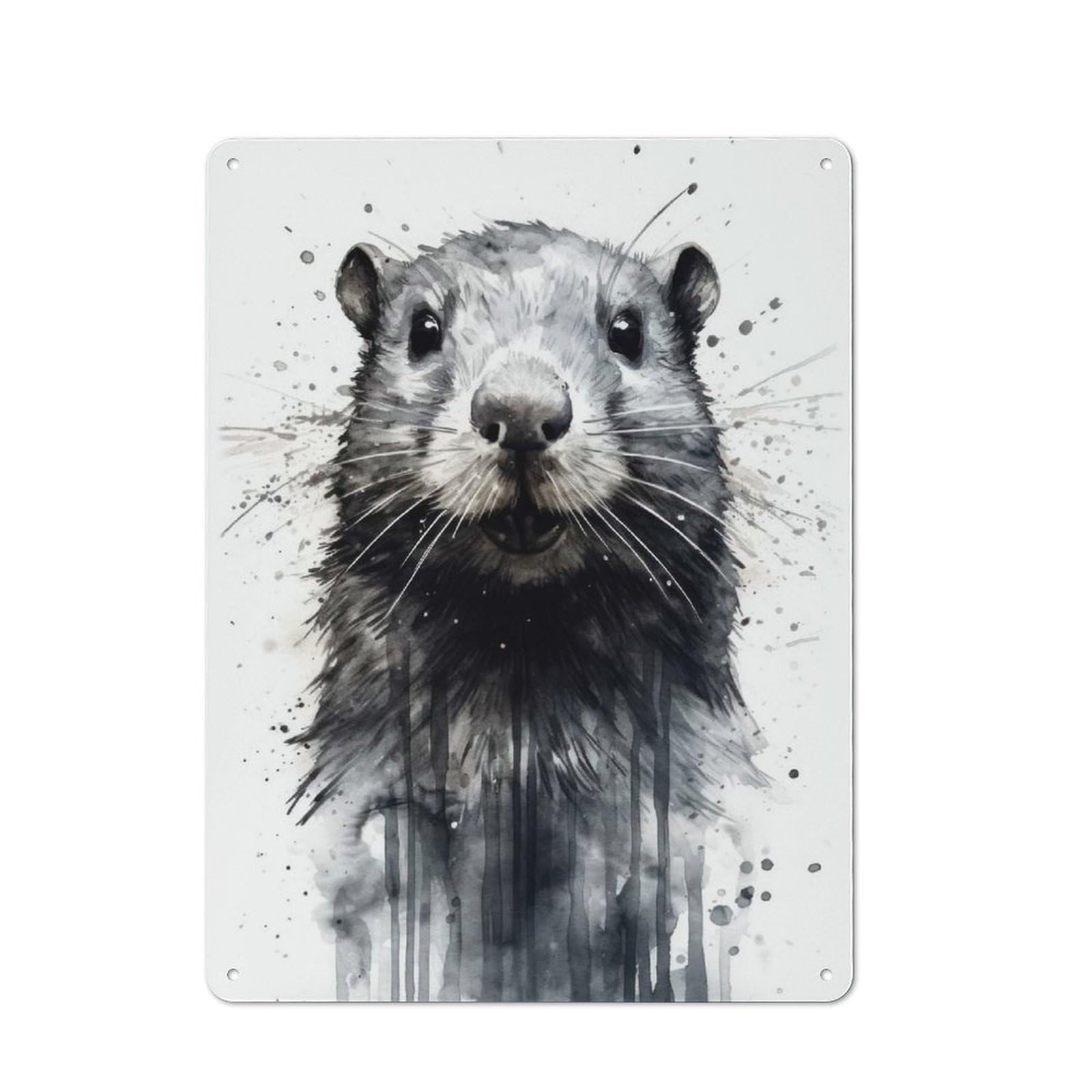Junmoney Beaver Beauty Black Ink Metal Plaque 40X30cm With For Hallway Wall, Rustic Decor, For Garage, Workshop And Man Cave Decoration