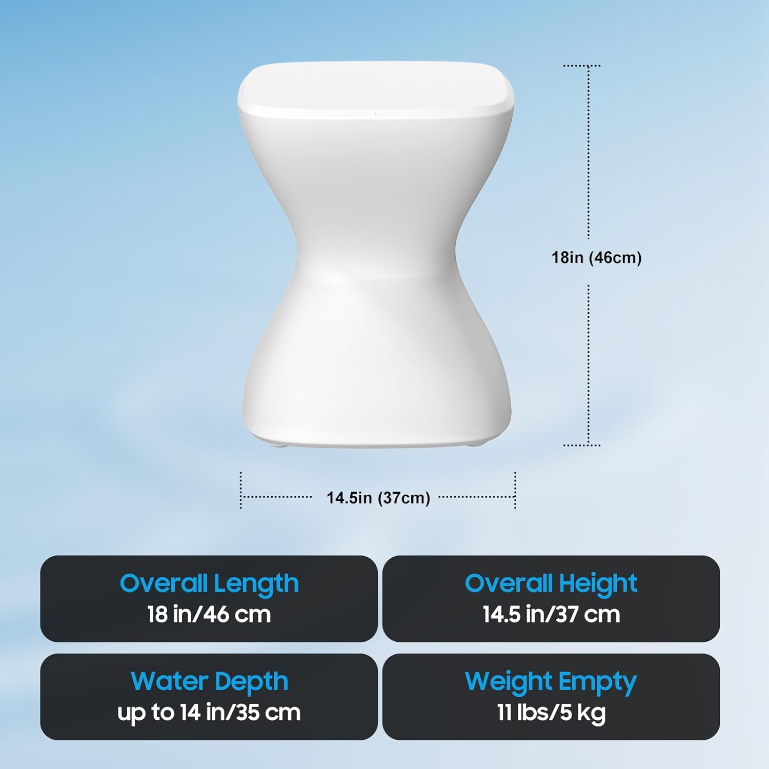 Multi-Scene Outdoor Side Table​ - 18" Polyethylene Patio Side Table, Pre-Weighted & Adjustable Feet for Stability in Pool, on Patio or Deck -All-Weather Pool Furniture, White