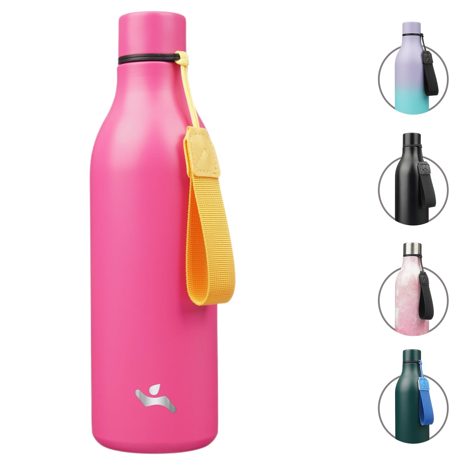 Konokyo 25 oz Insulated Stainless Steel Metal Water Bottle with Strap | BPA-free, leak-proof, dishwasher-safe reusable bottle with strap for gym, school, hiking, outdoor travel &amp; hydration