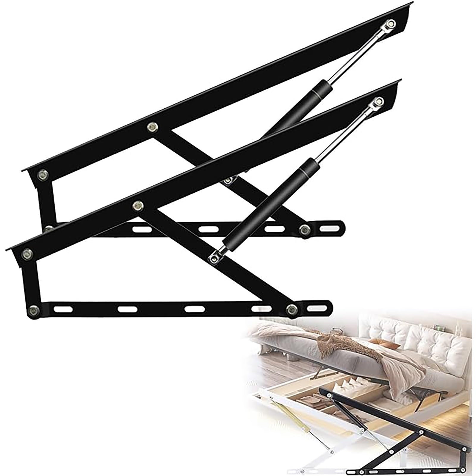 DFGHNBVC Heavy Duty Hydraulic Bed Lift Mechanism Kit For Folding Storage Beds - Durable And Easy To Install Hydraulic Lift System,Black-1200Mm