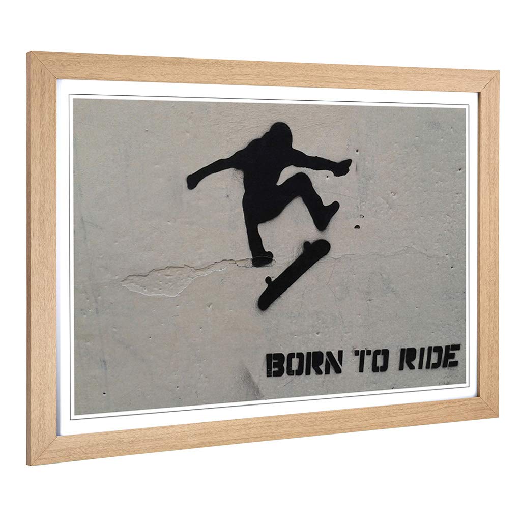 Big Box Art Framed Print Skateboarding Graffiti Design | Wall Art Picture | Home Decor for Kitchen, Living Room, Bedroom, Hallway, Oak, A2 / 24.5x18 Inch / 62x45cm