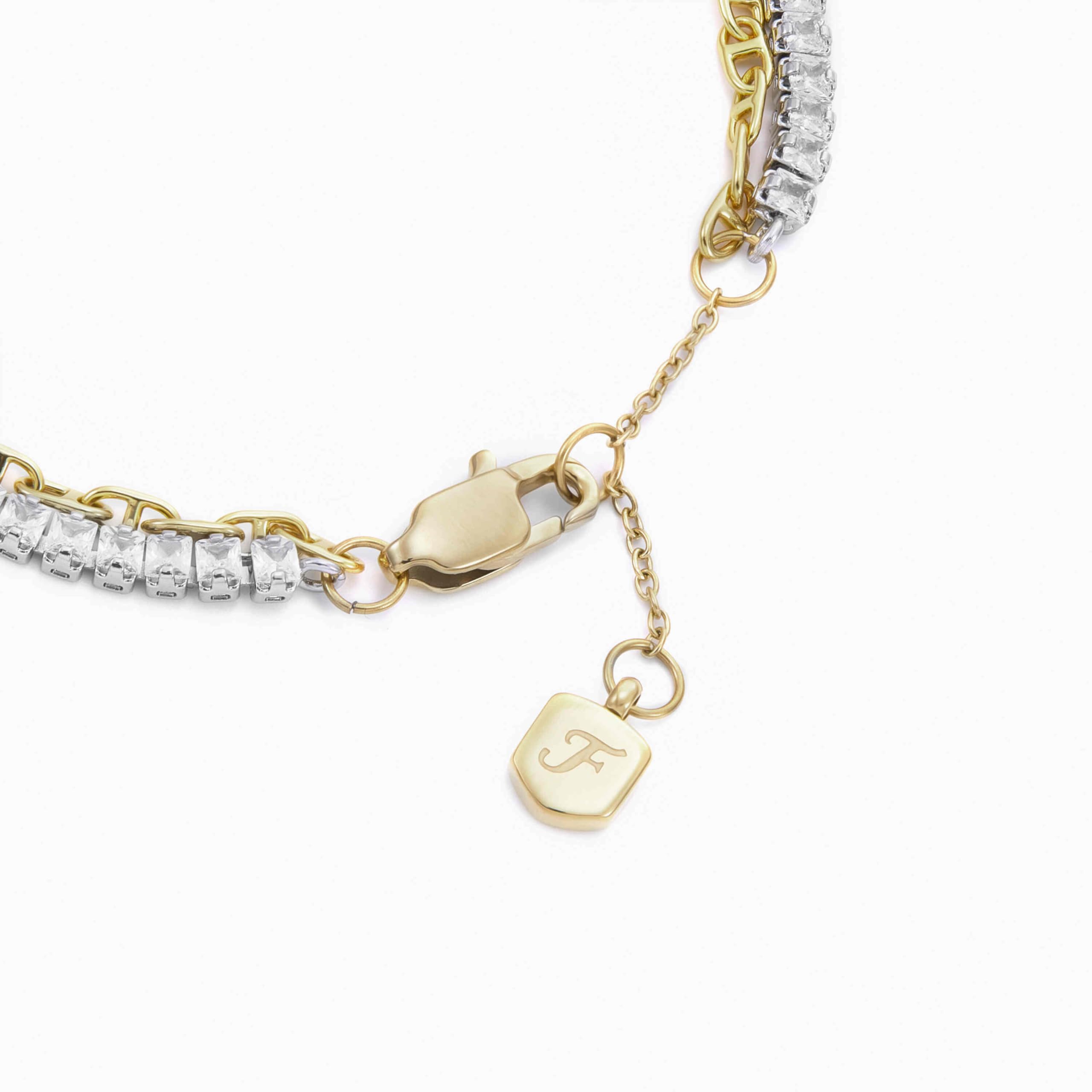 Fossil Bracciale donna in ottone con chiusura a moschettone a doppia catena
