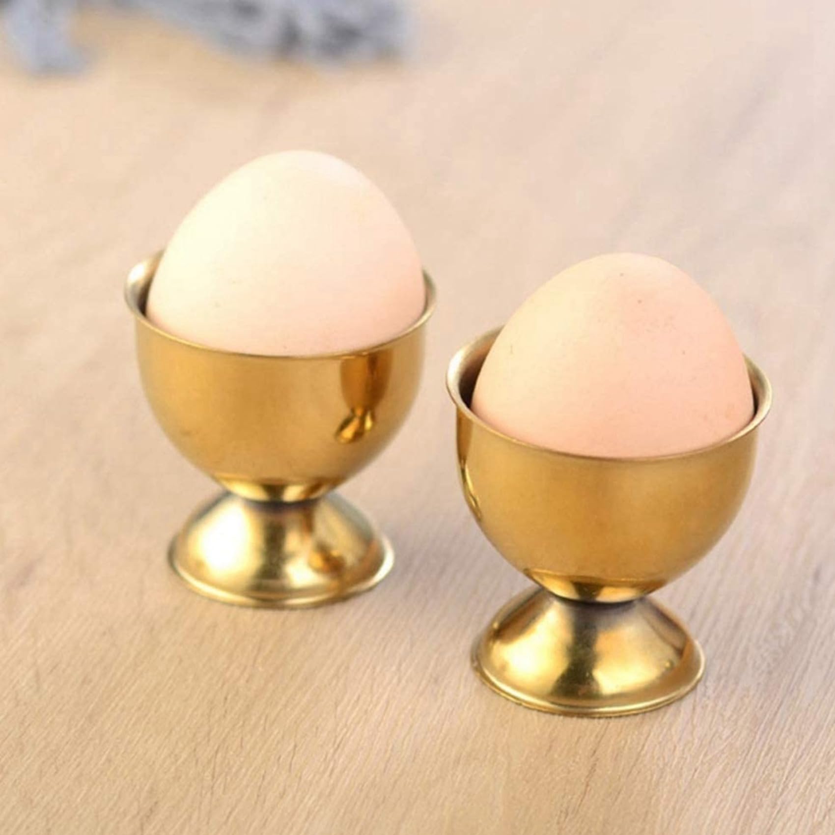 16X Eierbecher Set Edelstahl Eier Hart Gekochte Eier und Soft Tray Werkzeughalter KüChe, Gold