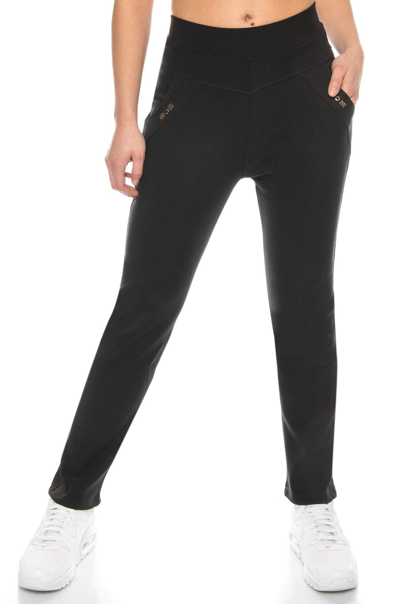 Kendindza - Pantalones térmicos para mujer, con forro polar interior, opacos y con bolsillos