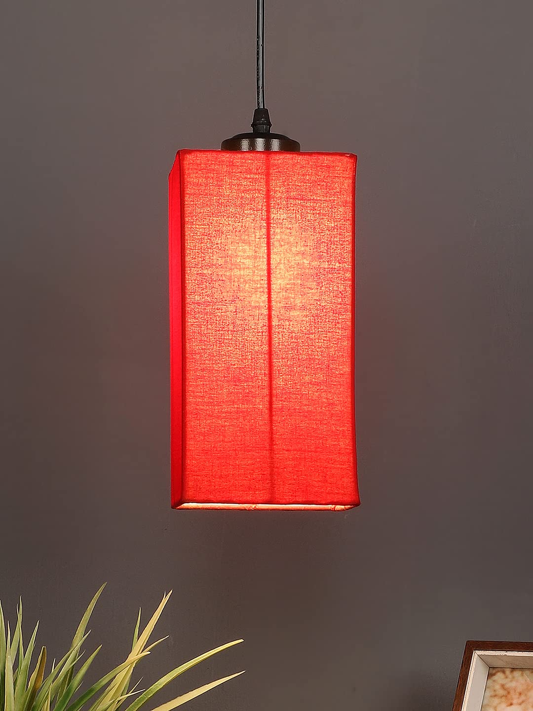 Devansh Red Cotton Square Hanging Lamp (SH18)-picture-16