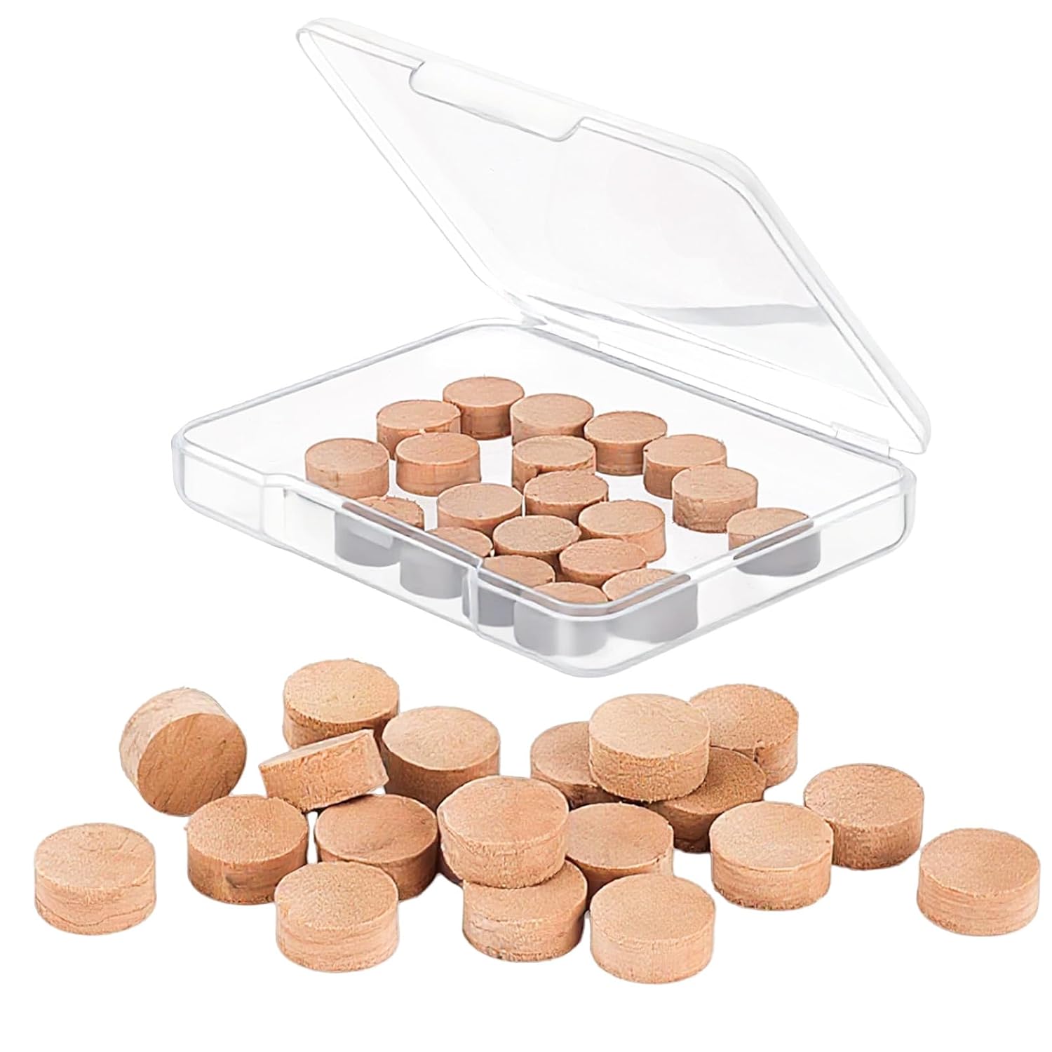 NICENEEDED 20 PCS Trombone Spit Valve Cork, 4 x 9 mm Trumpet Repairing Cork Pads Trombone Water Key Pad Replacement, Trumpets Valve Guard with Storage Box for Musical Instrument Accessories Kit