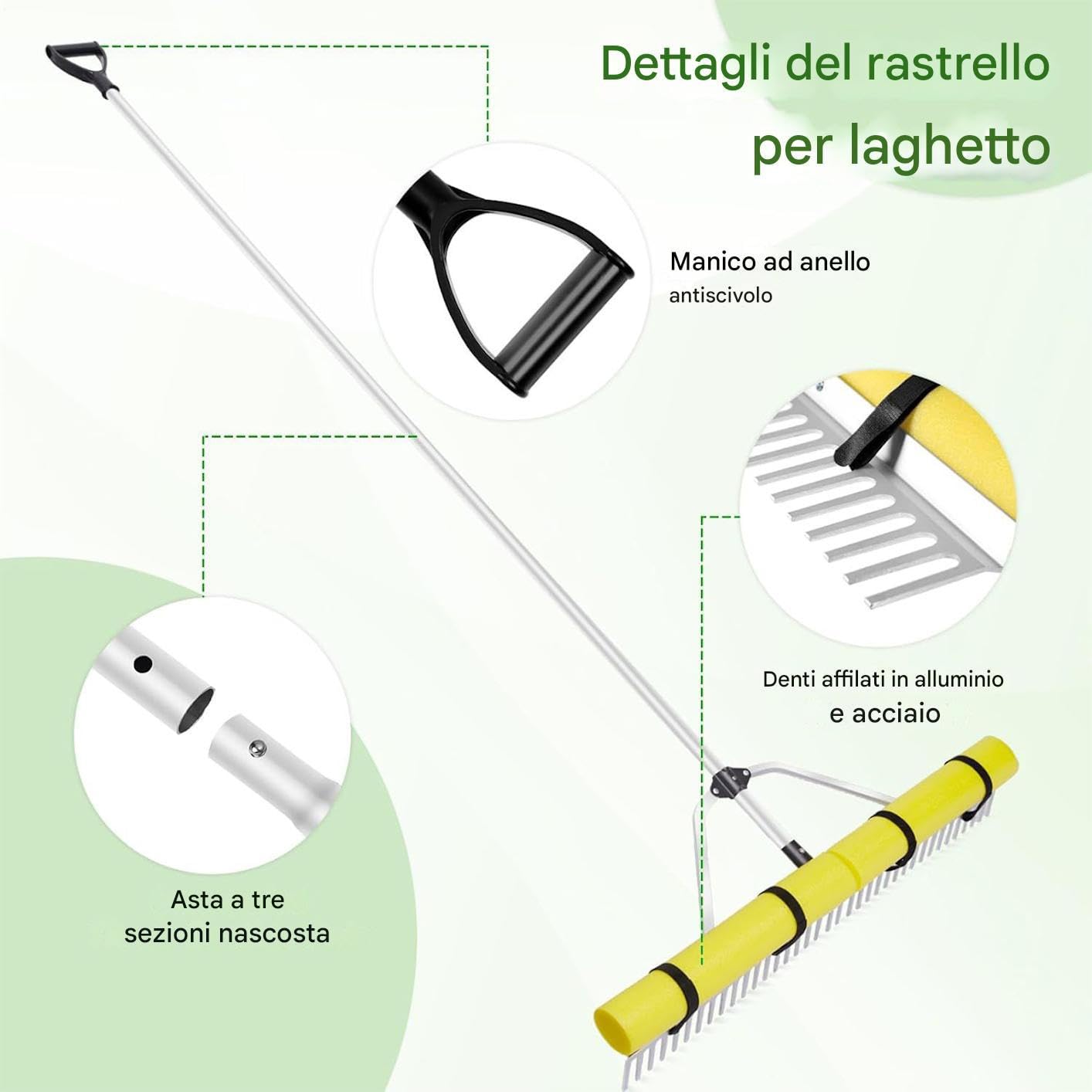Rastrello per Laghi Rastrello Per Rimozione Alghe | Attrezzatura per Rimozione Alghe Stagno, Strumento Galleggiante per Giardini e Spiagge