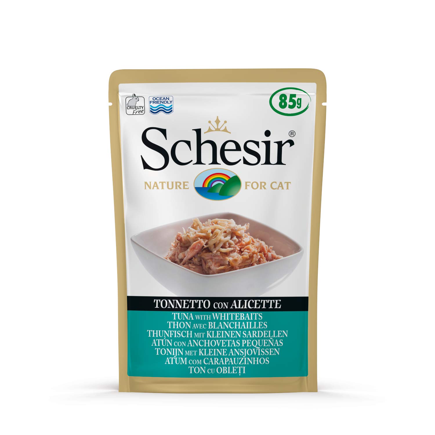 Schesir Cat-Jalea de atún con anchoa, alimento para Gatos Mojado en gelatina, 20 Bolsas de 85 g