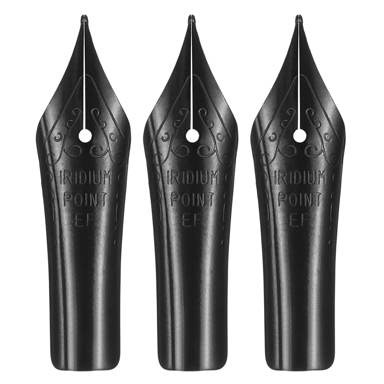 PATIKIL 0.38 mm Line Width Fountain Pen Nib Replacement, 3 Pack 304 Stainless Steel Special Spare Ink Dip Calligraphy Pen Nib for Drawing Writing Signing, Black(EF Tip)