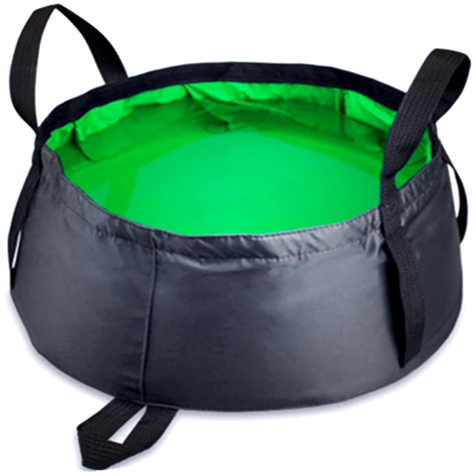 Vasca da bagno pieghevole per esterni, bacinella portatile con manici, Nero-Verde