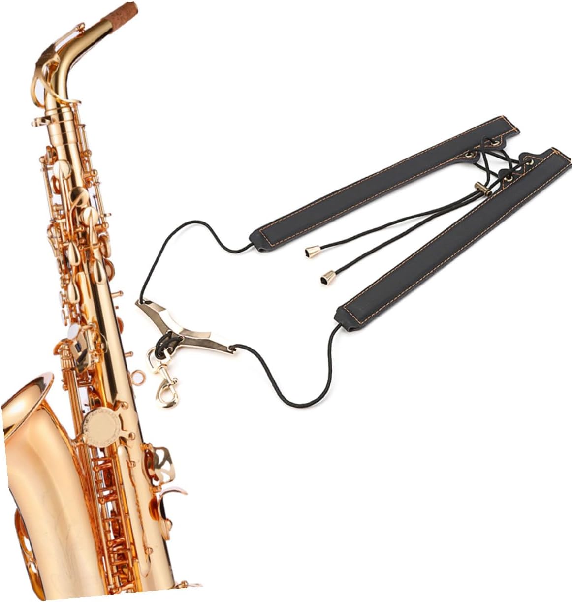 Milisten Universal Saxophone Strap Gold Thread Neck Harness Practical Alto Tenor Saxophone Shoulder Belt for Performance and Instrument Accessories