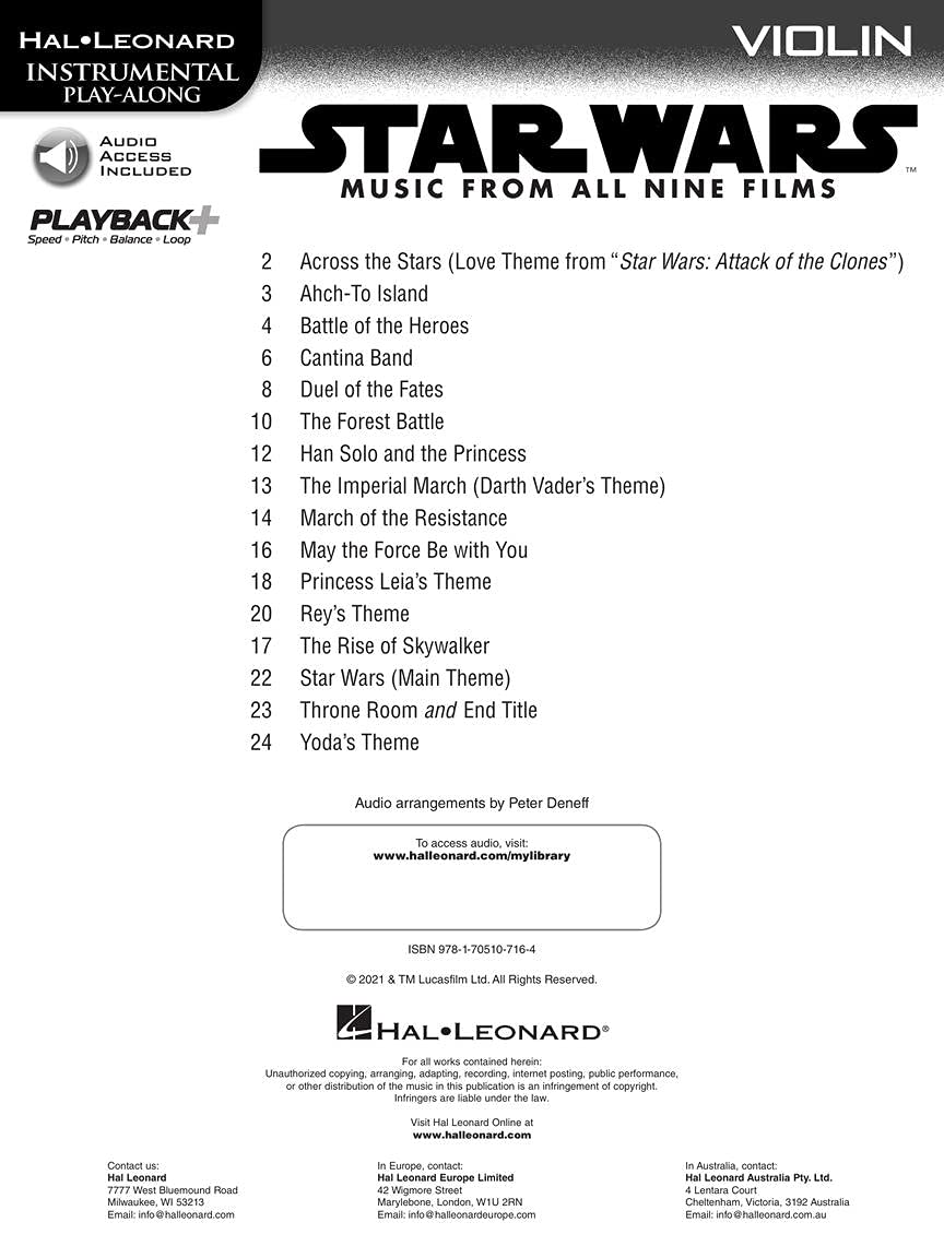 Star Wars: Music From All Nine Films (Star Wars - Instrumental Play-Along, Violin)