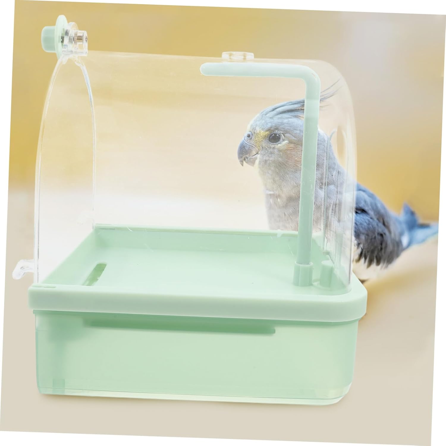 TOYANDONA Indoor Bird Bath with Faucet Automatic Bath for Parakeets Conures Parrots Handsfree for Easy Cleanliness Essential Bird Cage Accessory