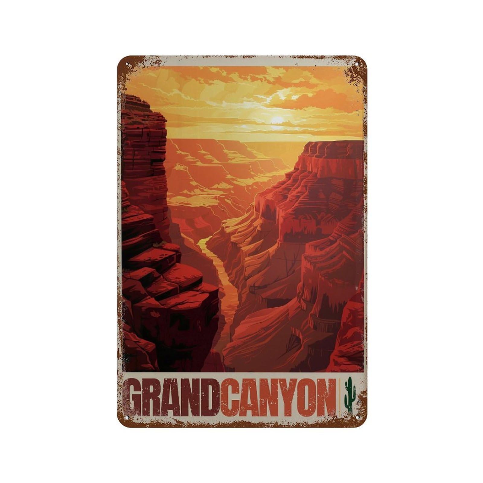 xiaoxiaoshen Grand Canyon Arizona Sunset Framed Desert Landscape Wall Decor Art Metal Tin Poster Modern Home Decor Art Home Bar Shop Decorations Vintage Sign 30x20cm